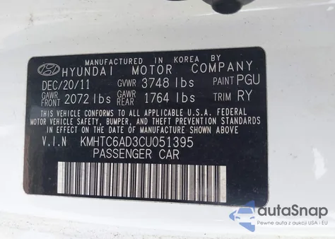 2012 Hyundai Veloster Base W/Red/Black from USA, damaged, VIN KMHTC6AD3CU051395